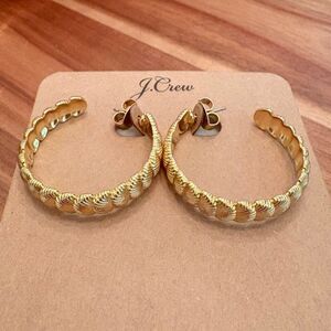 J.Crew | Seashell Gold Hoop Earrings | 1.5” Diameter
